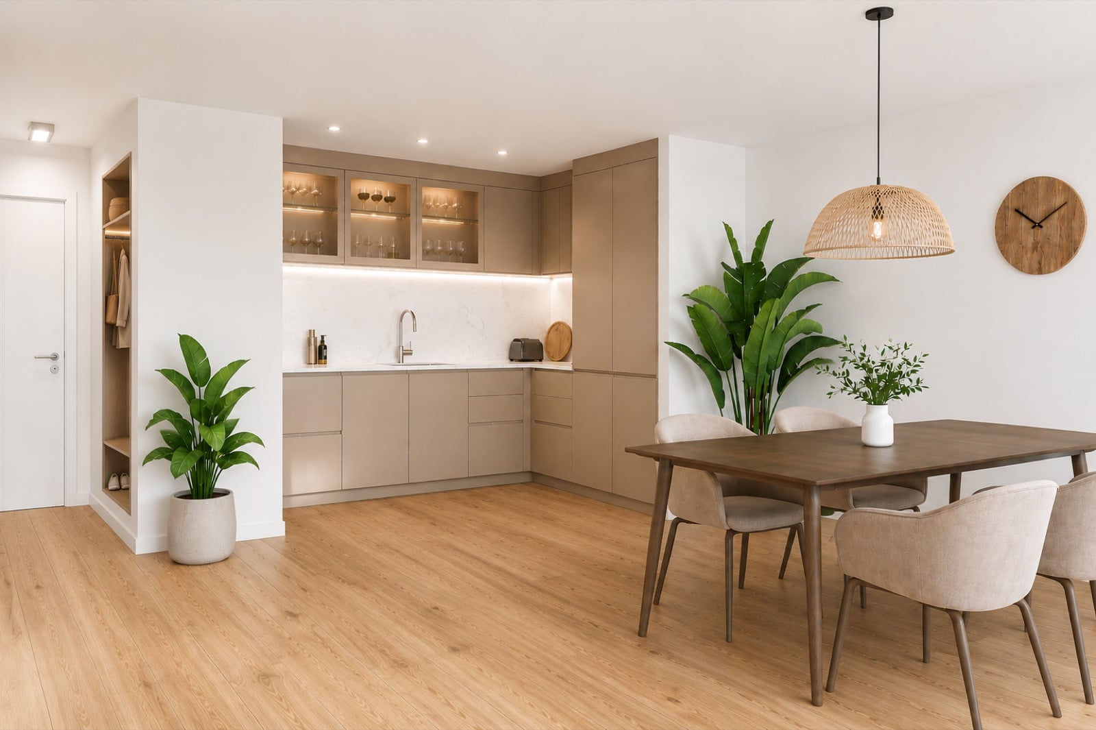 Küche und Essbereich einer 3.5-Zimmer-Wohnung mit Garderobennische